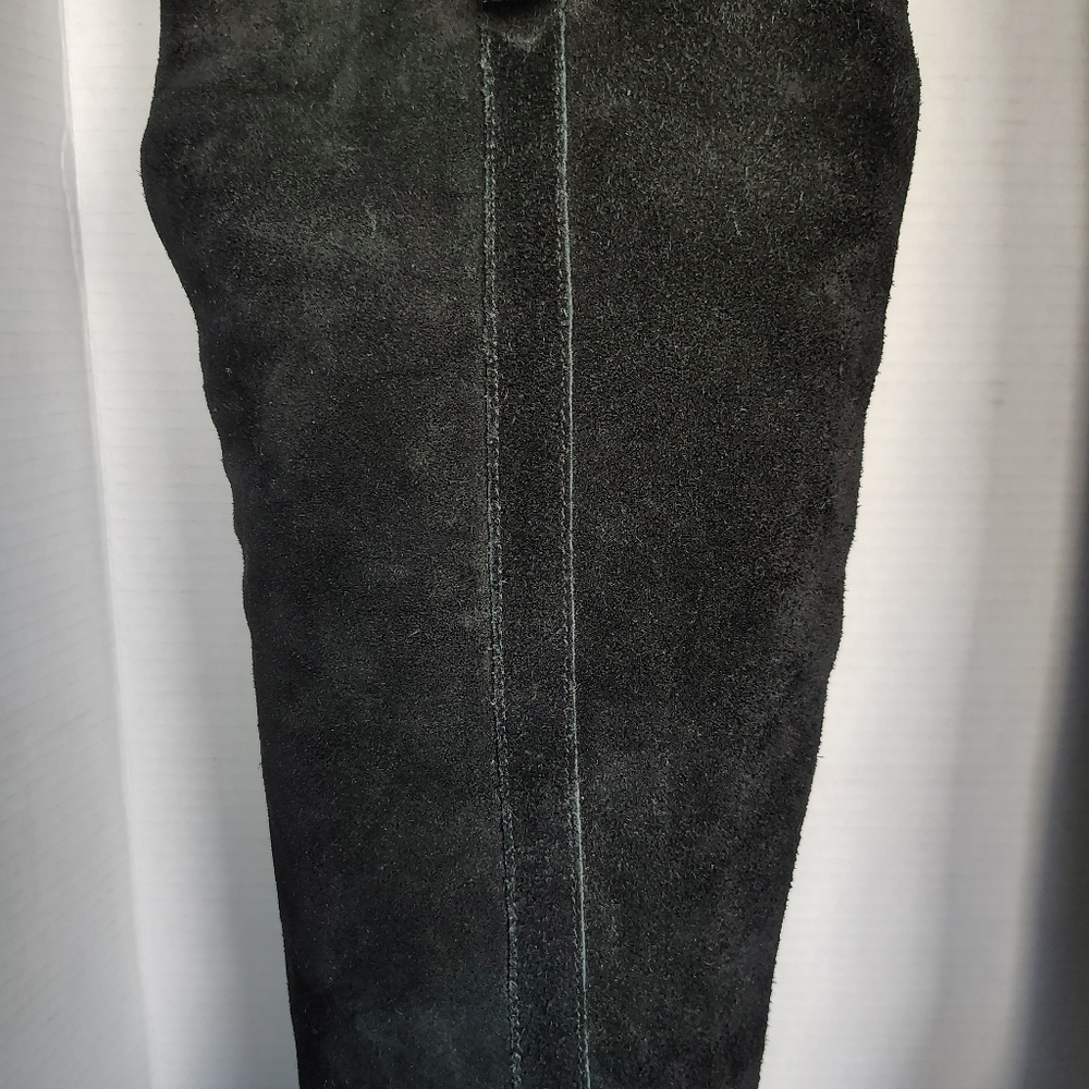 Madewell Jimi Over the Knee Suede Leather Boots Black 9.5 Stacked Heel Boots - Picture 16 of 17